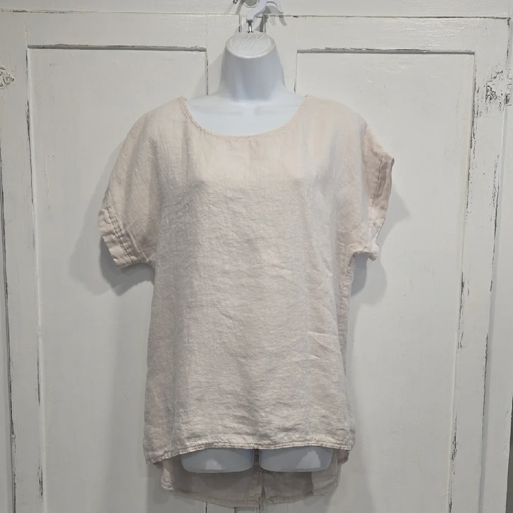 TERZO MILLENNIO 100% LINEN HI LOW TUNIC. SIZE LARGE. #7601 - Picture 2 of 10